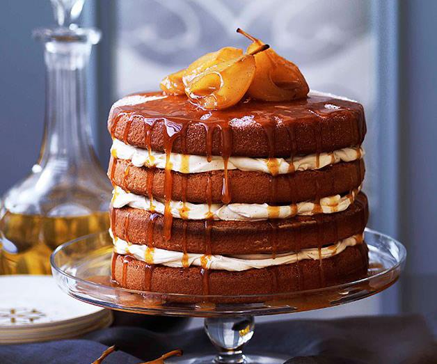 [**Brown sugar sponge cake with caramel pears**](https://www.gourmettraveller.com.au/recipes/browse-all/brown-sugar-sponge-cake-with-caramel-pears-10719|target="_blank")
