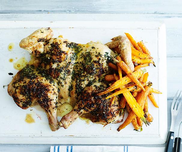 **[Roast chicken with tarragon butter and Dutch carrots](http://www.gourmettraveller.com.au/recipes/fast-recipes/roast-chicken-with-tarragon-butter-and-dutch-carrots-13644|target="_blank")**