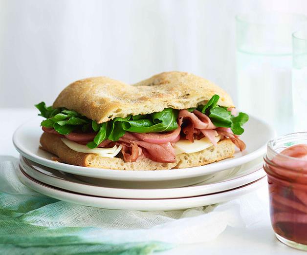 [**Mortadella sandwich with pickled onions and provolone**](https://www.gourmettraveller.com.au/recipes/fast-recipes/mortadella-sandwich-with-pickled-onions-and-provolone-13349|target="_blank")
