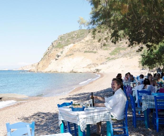 *Adam Sachs, director of the S.A.L.T. program, at a taverna by the sea in Patmos, Greece. Photo: Lucia Griggi.*
