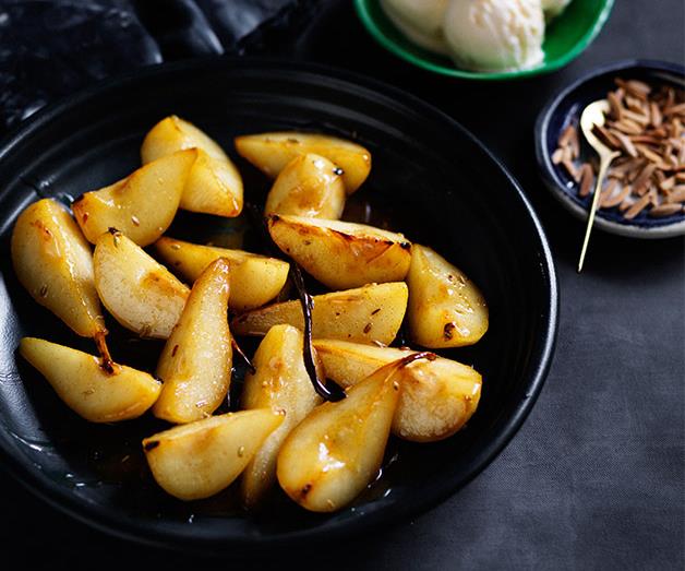 **[Caramelised pears with honey and fennel seeds](https://www.gourmettraveller.com.au/recipes/fast-recipes/caramelised-pears-with-honey-and-fennel-seeds-13815|target="_blank")**