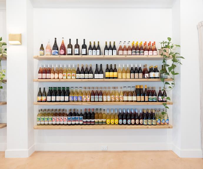 The shelves at Vera Wine.