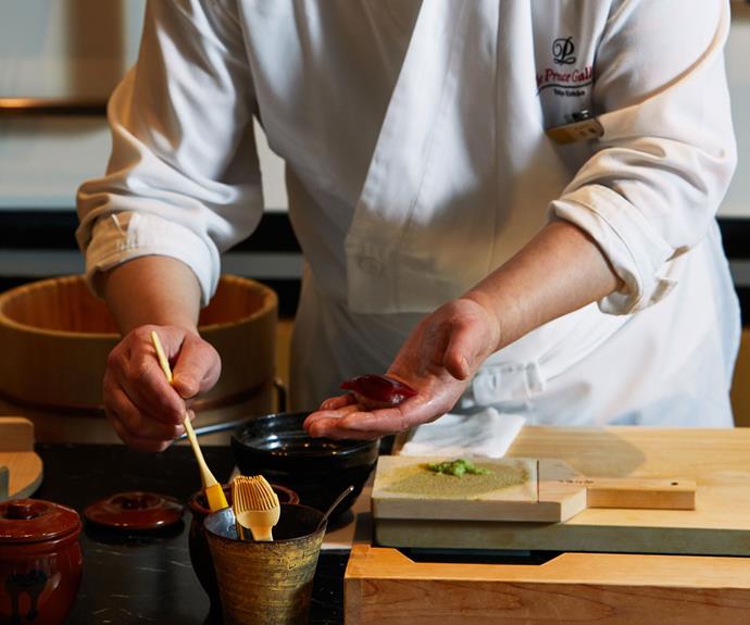 Sushi chef Michio Sato at The Prince Gallery Tokyo Kioicho. Photo: Benito Martin