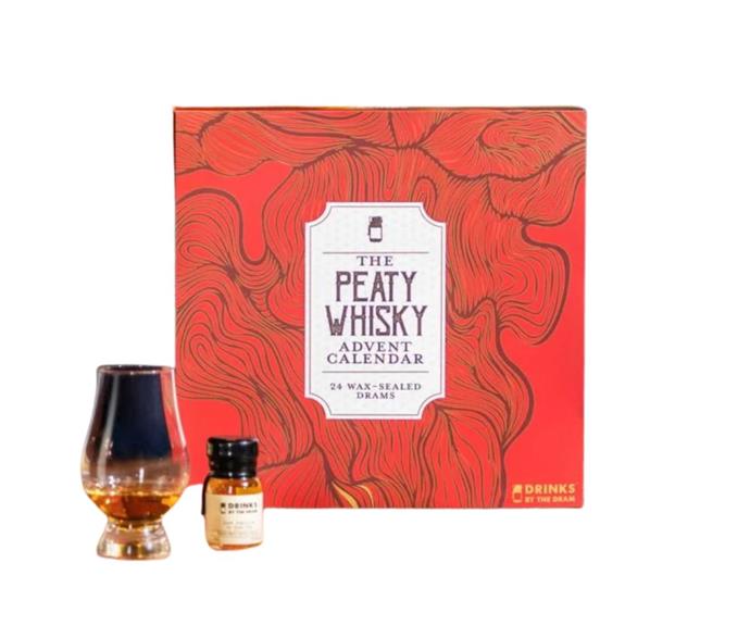 **[Drinks by the Dram Peaty whisky advent calendar, $238.75, Master of Malt](https://go.skimresources.com?id=105419X1577742&xs=1&xcust=gt&url=https%3A%2F%2Fwww.masterofmalt.com%2Fwhiskies%2Fdrinks-by-the-dram%2Fpeaty-whisky-advent-calendar%2F|target="_blank"|rel="nofollow")**

Perfect for the peat fiend, this Drinks by the Dram advent calendar features 24 wax-sealed samples of smoky whiskies from Scotland. Slàinte mhath!
<br><br>
**[SHOP NOW](https://go.skimresources.com?id=105419X1577742&xs=1&xcust=gt&url=https%3A%2F%2Fwww.masterofmalt.com%2Fwhiskies%2Fdrinks-by-the-dram%2Fpeaty-whisky-advent-calendar%2F|target="_blank"|rel="nofollow")**