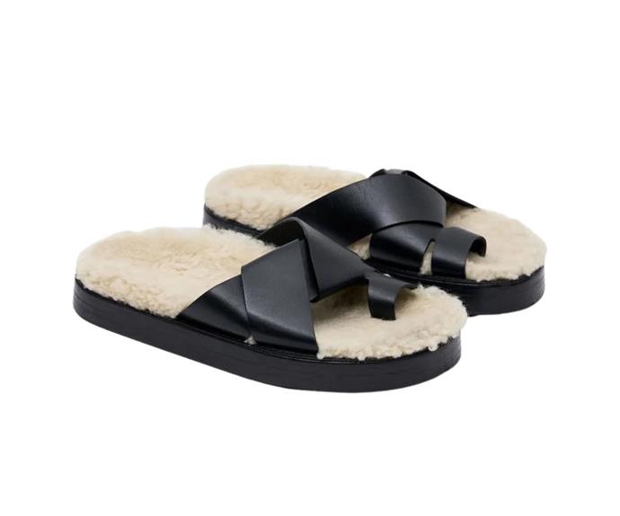 **Herman sandal, $550 at [Camilla and Marc](https://click.linksynergy.com/deeplink?id=bbwaLgc15mM&mid=38323&u1=gt&murl=https%3A%2F%2Fwww.camillaandmarc.com%2Fproducts%2Fherman-sandal-black-w-cream|target="_blank"|rel="nofollow")**

Made with true leather and Italian shearling, these platform sandals from Camilla and Marc marry luxury with comfort.
<br><br>
**[SHOP NOW](https://click.linksynergy.com/deeplink?id=bbwaLgc15mM&mid=38323&u1=gt&murl=https%3A%2F%2Fwww.camillaandmarc.com%2Fproducts%2Fherman-sandal-black-w-cream|target="_blank"|rel="nofollow")**
