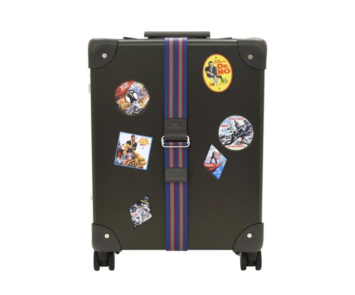 **James Bond leather luggage sticker set, $500 at [Globe Trotter](https://www.globe-trotter.com/products/james-bond-leather-luggage-sticker-set|target="_blank"|rel="nofollow")**
<br><br>
**[SHOP NOW](https://www.globe-trotter.com/products/james-bond-leather-luggage-sticker-set|target="_blank"|rel="nofollow")**