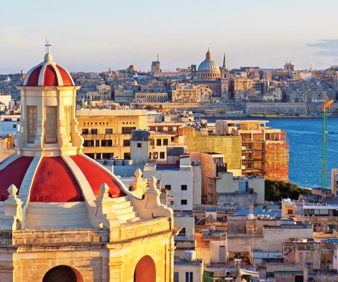 The impressive view from The Palace in Silema over Valetta.