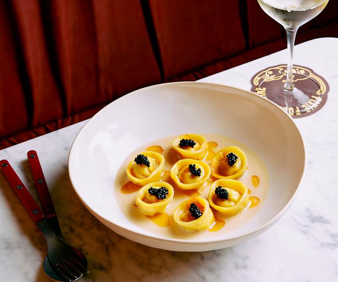 Lobster tortellini with caviar at Pixie Food & Wine;