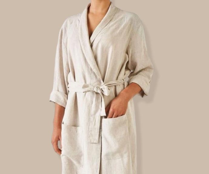 **Linen House Nimes beige bath robe, $129.99 at [Myer](https://myer.sjv.io/c/3001951/1279730/15706?subId1=gt&u=https%3A%2F%2Fwww.myer.com.au%2Fp%2Flinen-house-nimes-bath-robe-820219960-820209340-1|target="_blank"|rel="nofollow")**

Only getting softer with every wash, this pure line robe is a effortless piece for the home wardrobe.
<br><br>
**[SHOP NOW](https://myer.sjv.io/c/3001951/1279730/15706?subId1=gt&u=https%3A%2F%2Fwww.myer.com.au%2Fp%2Flinen-house-nimes-bath-robe-820219960-820209340-1|target="_blank"|rel="nofollow")**