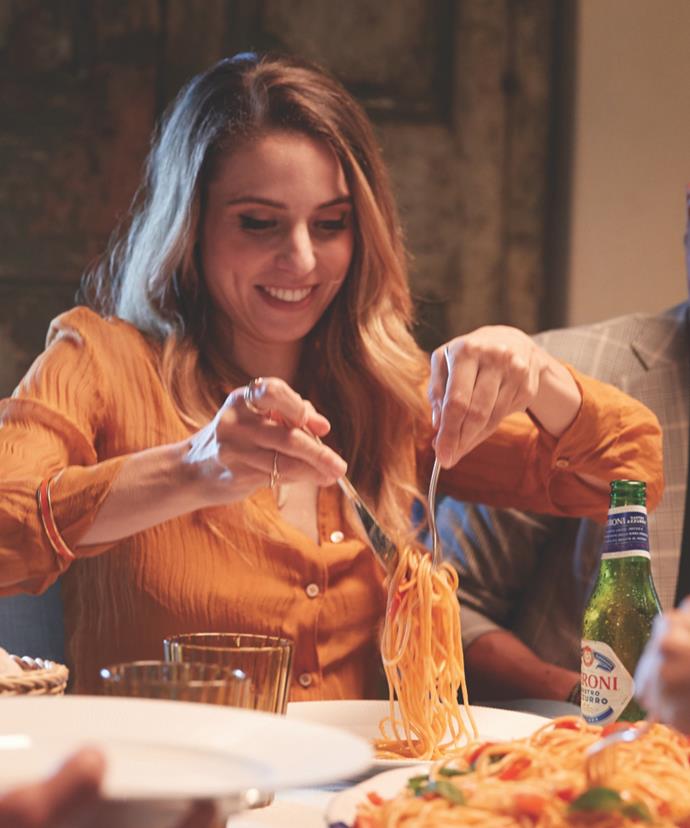 As a lighter lager, Peroni Nastro Azzurro also pairs well with barbecue or lighter Italian dishes like spaghetti. Image: Supplied