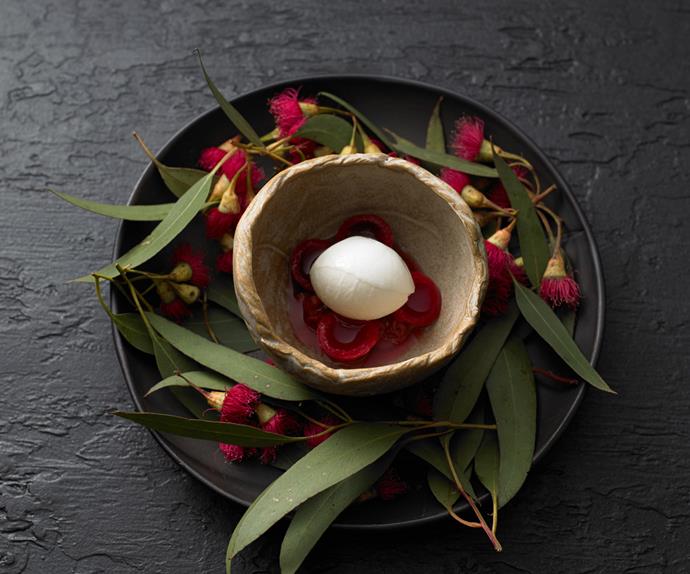 Brae restaurant in Birregurra, regional Victoria - red flowering eucalyptus ice-cream