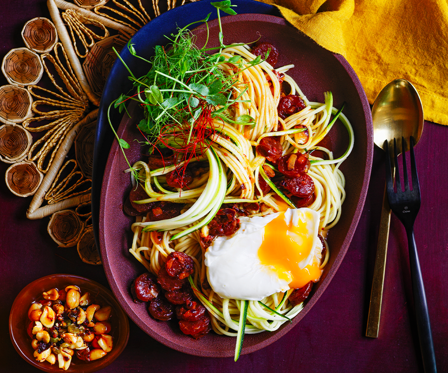 **[Chilli and soy butter noodles with poached duck egg](https://www.gourmettraveller.com.au/recipes/fast-recipes/chilli-and-soy-butter-noodles-21381|target="_blank"|rel="nofollow")**