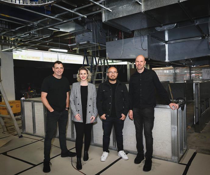 Photo of Nick Hildebrandt, Polly Mackeral, Khanh Nguyen and Brent Savage of The Bentley Group (left to right) at King Clarence restaurant site