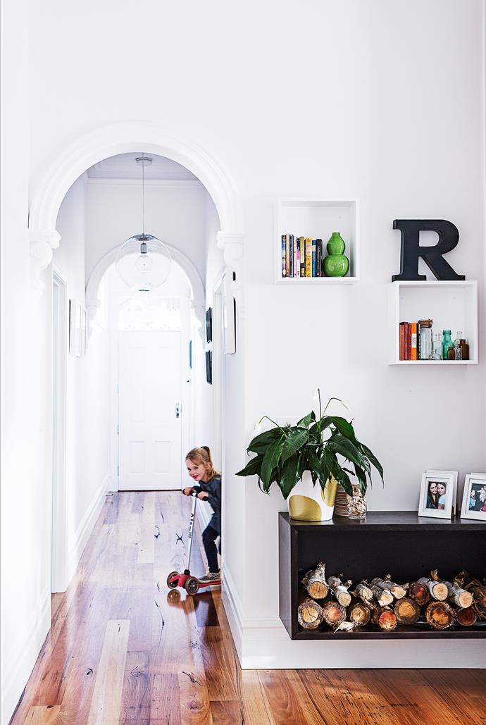 To add more character and a seamless look, the couple had an extra hallway arch installed.