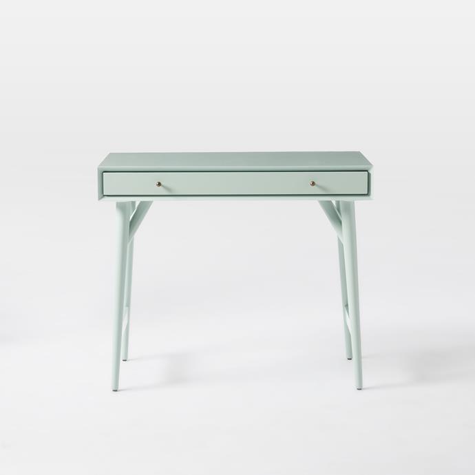 Put it to use in a home office that's short on space or tuck into a bedroom, living room or hallway; this minty desk will add an elegant touch no matter where you position it. Mid-Century **mini desk** in Oregano, $599, from [West Elm](http://www.westelm.com.au/mid-century-mini-desk-oregano-h1445/?utm_campaign=supplier/|target="_blank")|target="_blank").