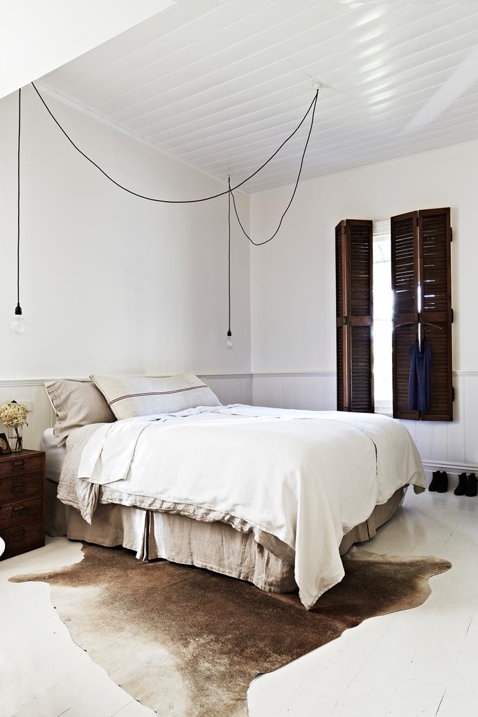 The White Room in the Vintage House Daylesford features a king sized bed with luxury linens. Photo: Armelle Habib | Styling: Julia Green