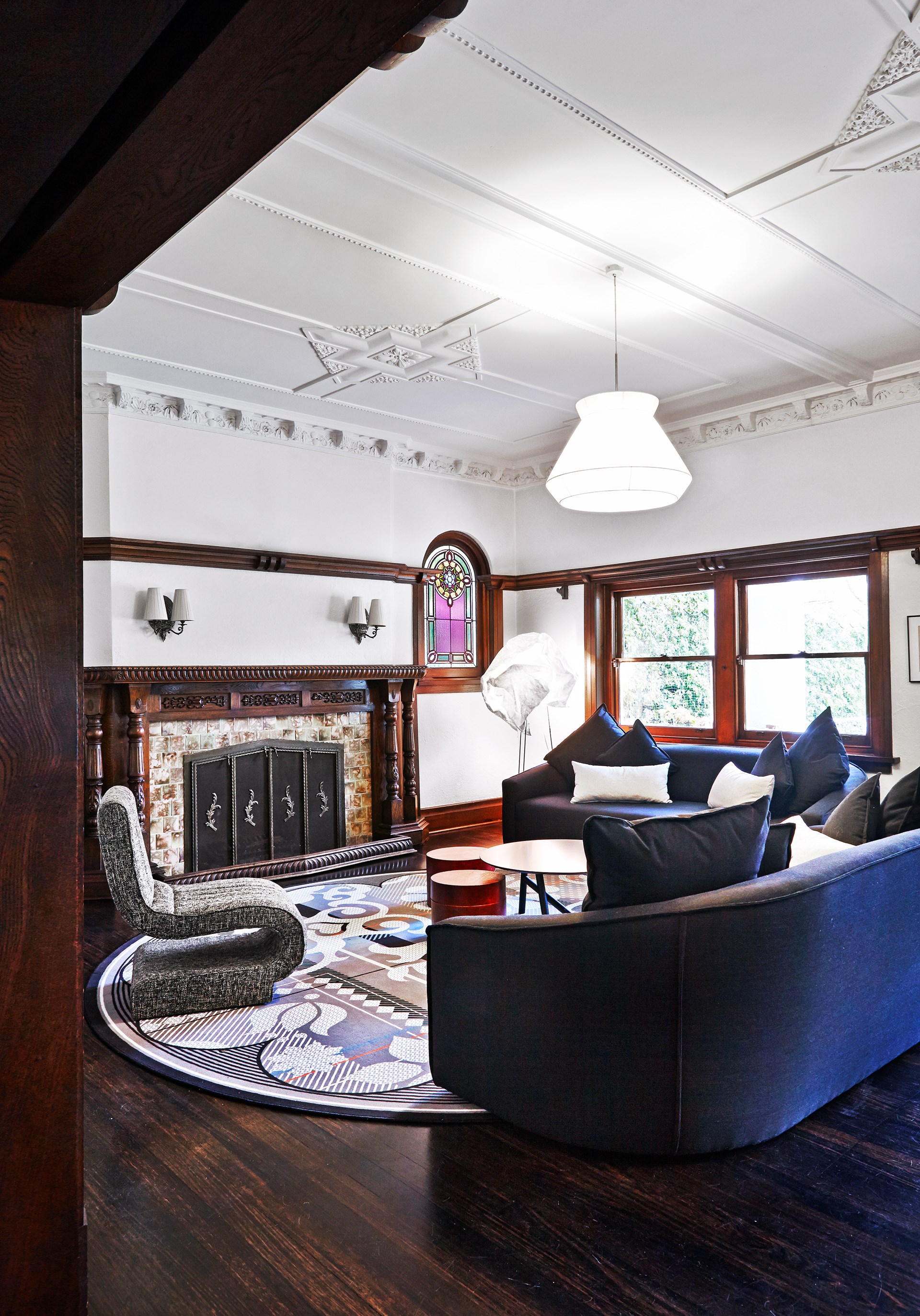 The Art Deco detailing in this [1930s estate](http://www.homestolove.com.au/respectful-revamp-for-melbourne-grande-dame-2424|target="_blank") is in impeccable condition with designer furniture the only hint of modern-day life. *Photo:  Sean Fennessy*