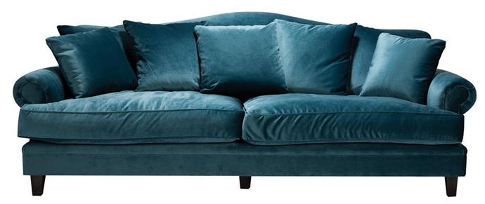 Make a statement with sumptuous blue velvet. Coco 3.5-seater **sofa** covered with Mystere Peacock fabric from [Oz Design Furniture](http://www.ozdesignfurniture.com.au/?utm_campaign=supplier/|target="_blank").