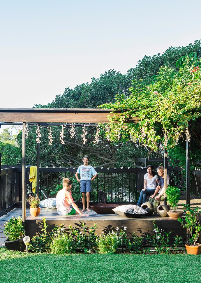The family can use the new outdoor entertaining area year round. Photo: Maree Homer | Styling: Kate Nixon