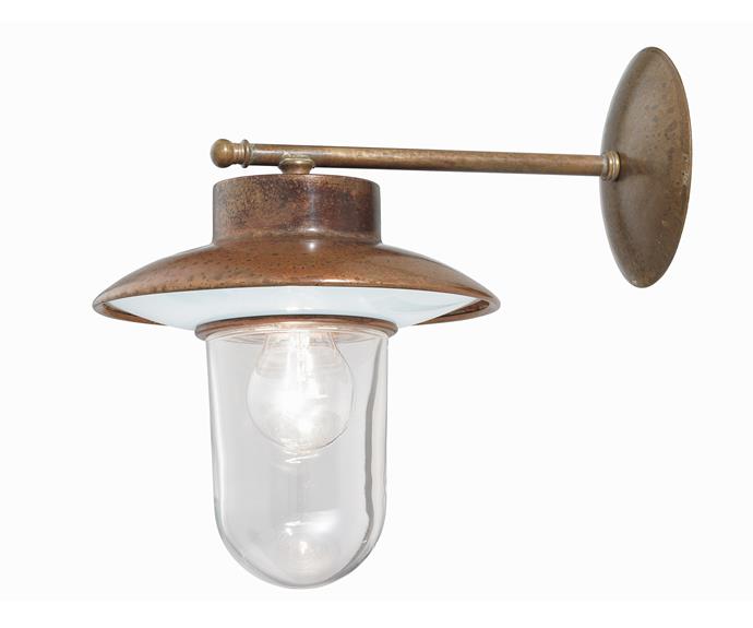 Il Fanale Calmaggiore brass **wall light**, available in a range of sizes and frosted or transparent glass, $855, [LightCo](http://www.lightco.com.au/?utm_campaign=supplier/|target="_blank")