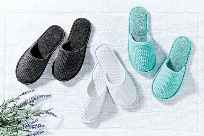 Morgan & Finch **slippers**, $11.20, [Bed Bath & Table](http://www.bedbathntable.com.au//?utm_campaign=supplier/|target="_blank").