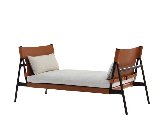 With its black trestle structure, the ‘Traveller’ daybed by Copenhagen-based studio GamFratesi for Porro is a modern take on campaign furniture, $15,535, available at [Space](http://www.spacefurniture.com.au/?utm_campaign=supplier/|target="_blank").