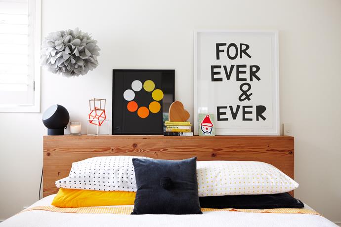 **Use your bedframe as a display.** When giving your bedroom a modern makeover, it pays to think outside the box. Steer clear of standard storage solutions and look for other ways to display artwork, prints and books. Thick bedframes, like these, provide the perfect place to exhibit personal touches. Photo: Paul Suesse / Bauersyndication.com.au.