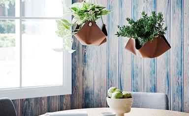 DIY faux leather pot plant hangers
