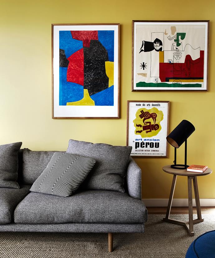“Good design and art makes for a happy home,” Stephanie says. Artworks from Sam’s store [Vintage Posters Only](http://vintagepostersonly.com/?utm_campaign=supplier/|target="_blank") are [hung above the sofa](http://www.homestolove.com.au/how-to-hang-artwork-above-a-sofa-3604/?utm_campaign=supplier/|target="_blank") and pepper the walls throughout the house.