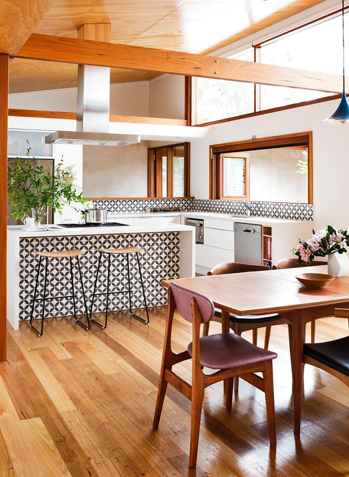 **Geometric patterns.** Geometric patterns aren't exactly new, but their popularity has been growing in recent years and the latest interior space they're dominating is the kitchen. Try a geometric splashback or under-bench area. A simple way to make a stylish statement. *Photo: Maree Homer/bauersyndication.com.au*
