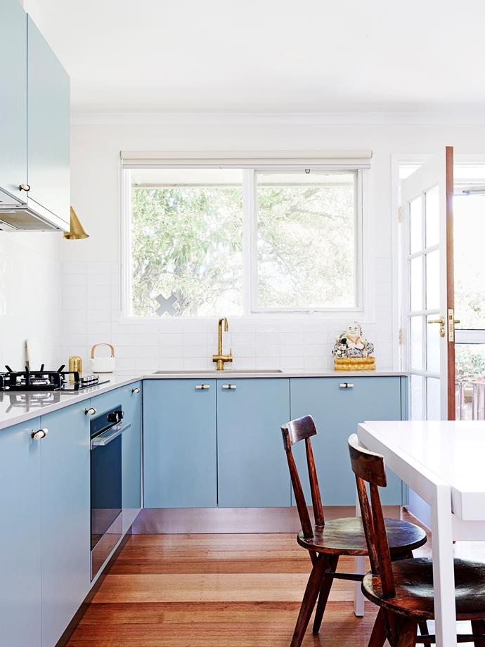 **Pastel tones.** Monochrome kitchens will never go out of fashion, but soft, muted tones are also getting a look in this season. Think: sky blues, mint greens and lemon. A colourful cabinetry solution for those looking to subtly branch away from neutral tones. *Photo: Eve Wilson/bauersyndication.com.au*