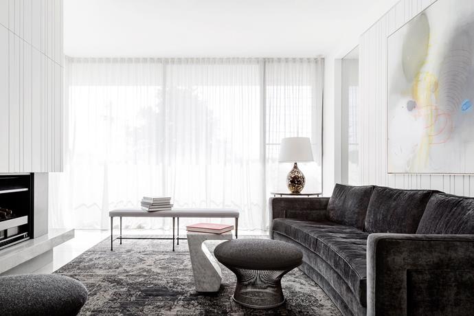 Rich Pickings by Tania Handelsmann Interiors.  For a balance of privacy and light, opt for sheer curtains that drop from a recessed track to allow the silhouettes of the exterior to become part of the interior pattern play. *Photography: Justin Alexander*