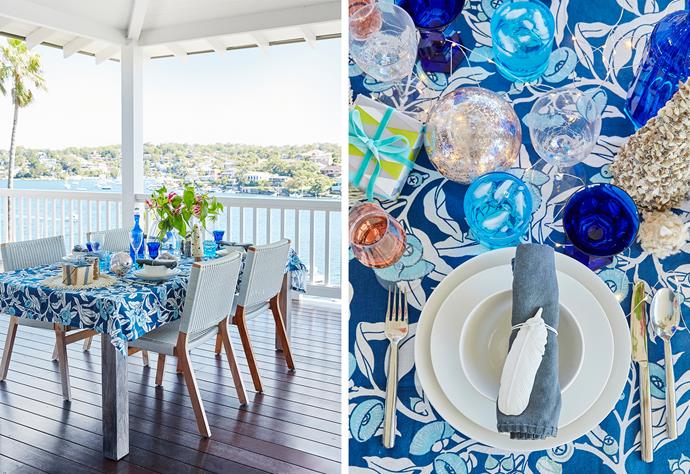Absolute frontage affords spectacular views across sparkling Burraneer Bay in Sydney's south, making it the perfect spot for a family breakfast before Christmas guests arrive. For similar table decor, try 'Dip-dye' indigo **napkin**, $9.95, from [Myer](https://fave.co/2F99WoE|target="_blank"|rel="nofollow"), Morgan & Finch 'Hikaru' **tablecloth**, $49.95, from [Bed, Bath & Table](https://www.bedbathntable.com.au/hikaru-table-linen-range|target="_blank"|rel="nofollow"), and 'Cabana' melamine **dinner plate** in grey, $12, from [Pottery Barn](http://www.potterybarn.com.au/cabana-melamine-dinner-plate-set-of-4-grey|target="_blank"|rel="nofollow").