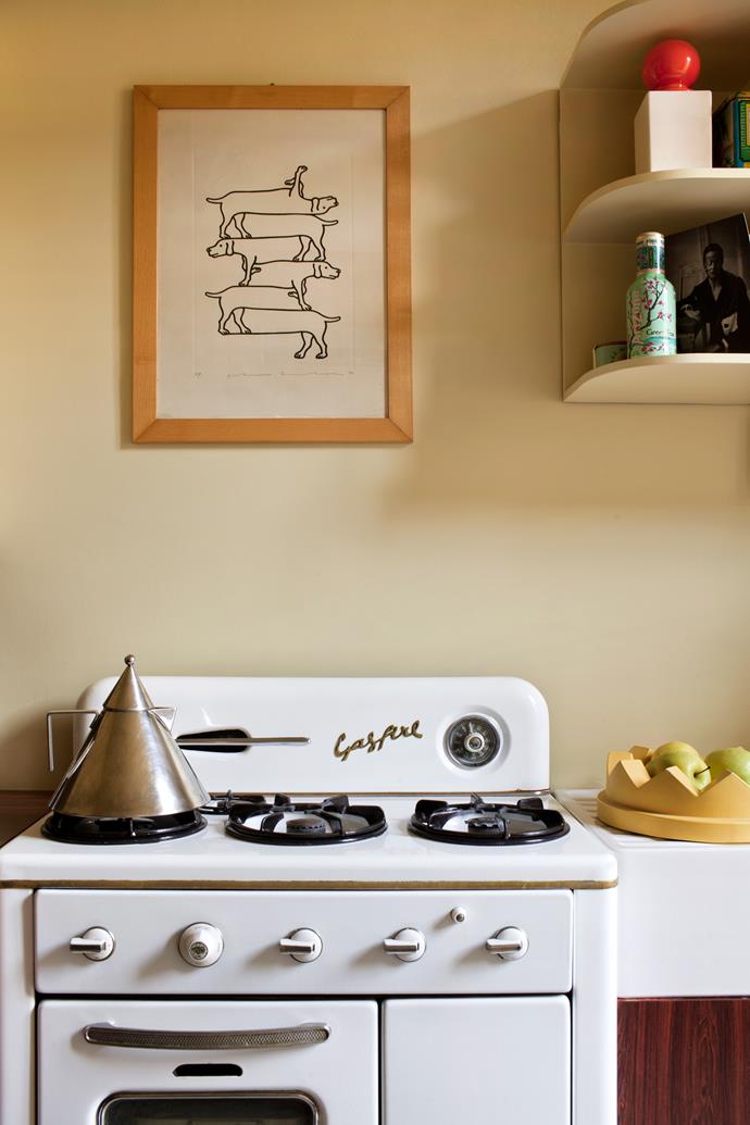 Nathalie has embraced the vintage feel in her kitchen, keeping the old-school cooker.