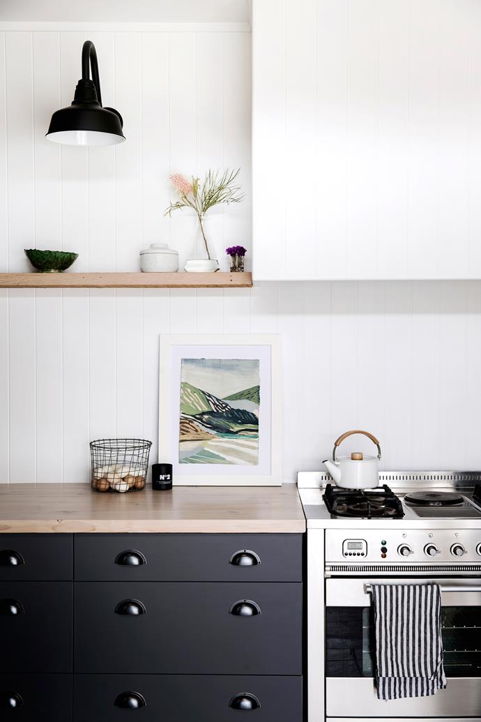 Sweet spot in the kitchen: an artwork by local artist Belynda Henry and a Japanese kettle from Ginkgo Leaf.