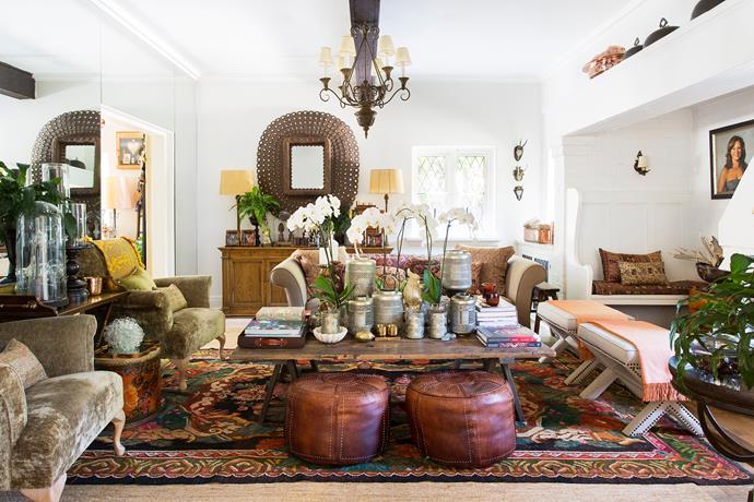 "I'm an avid collector and like each corner to tell a story," says Chyka. She has filled the house with eclectic finds picked up on her travels, from exotic Middle Eastern artefacts to large pieces of Mexican silver.