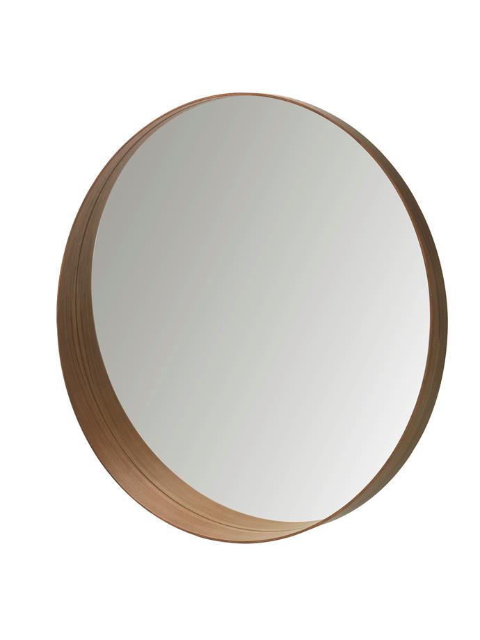 Stockholm mirror with beech ply and walnut veneer frame (80cm diameter), $129, [Ikea](http://www.ikea.com/au/en/catalog/products/40249961/|target="_blank"|rel="nofollow").