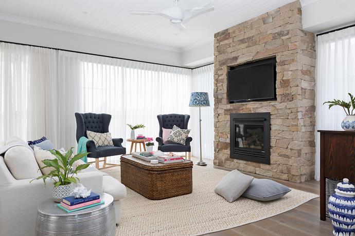 The dry-stone chimney breast, laid by a local mason, is one of the main Canadian decorative touches in the home.