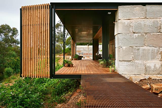 **Season Six: Yackandandah Sawmill, Vic**

After acquiring a 100-year-old sawmill, brothers Ben (a sculptor) and Chris Gilbert (an architect) created a sustainable one-bedroom residence using gigantic recycled concrete blocks and milled local timber from fallen trees.