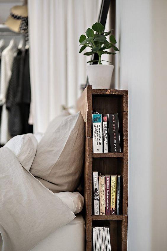 It's the little things... This tidy solution keeps books off the floor and dust-free. Minimal storage space avoids the reading stack building up over time.
[One Architecture via Pinterest](https://www.pinterest.com.au/pin/533746993331104336/|target="_blank"|rel="nofollow")