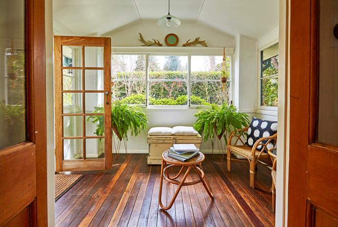 The light and airy sunroom captures light and warmth in winter and offers shade in the summer months.