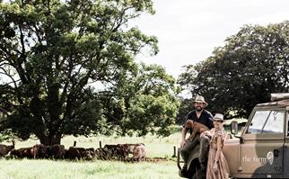 Tom and Emma Lane on their Byron Bay property known as The Farm