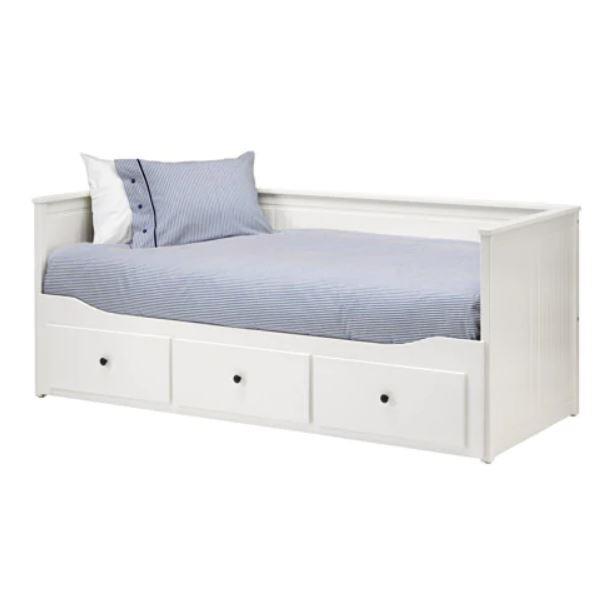 Hemnes Day Bed with 3 drawers in White, $499, [Ikea](https://fave.co/2AObCSq|target="_blank"|rel="nofollow")