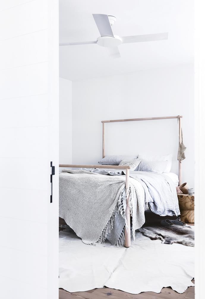 **Guest room** An [IKEA](https://www.ikea.com/au/en/|target="_blank"|rel="nofollow") 'Gjöra' bed is dressed with a layered collection of linens and throws collected over the years. The large cow hide is from [NSW Leather Co](http://www.leatherco.com.au/|target="_blank"|rel="nofollow").