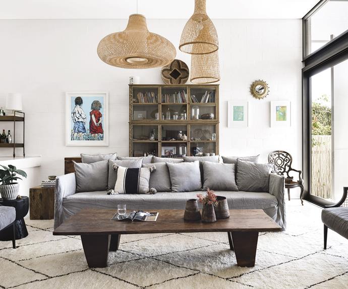 Warehouse-style living room in Perth home