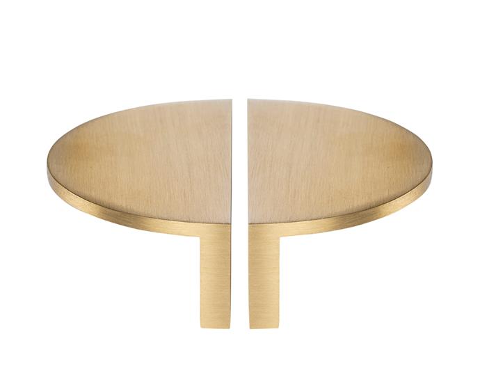 **Bold as brass** The 'Luna' solid brass pulls, $34 each, will add a hint of shine to your front door. Grab them at [Lo and Co Interiors](http://loandcointeriors.com.au/|target="_blank"|rel="nofollow").