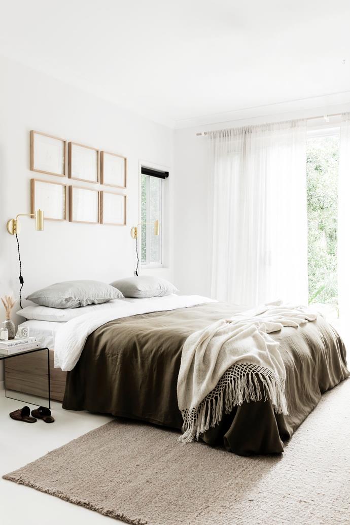 Lara's favourite piece of furniture is her timber bedframe. "It was custom-made for us by our friends at Sheoak Design," she tells. The bedding is a mix from [In Bed](https://inbedstore.com/|target="_blank"|rel="nofollow") and [Cultiver](https://cultiver.com.au/|target="_blank"|rel="nofollow").