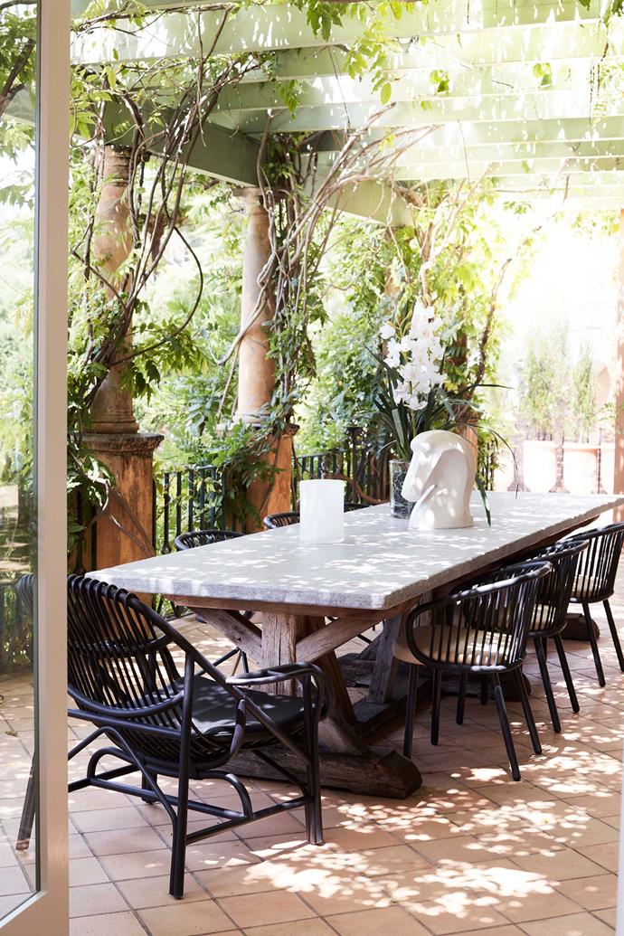 The Mediterranean style alfresco dining space is a favourite of interior designer Michelle Macarounas. *Photo: Prue Ruscoe*