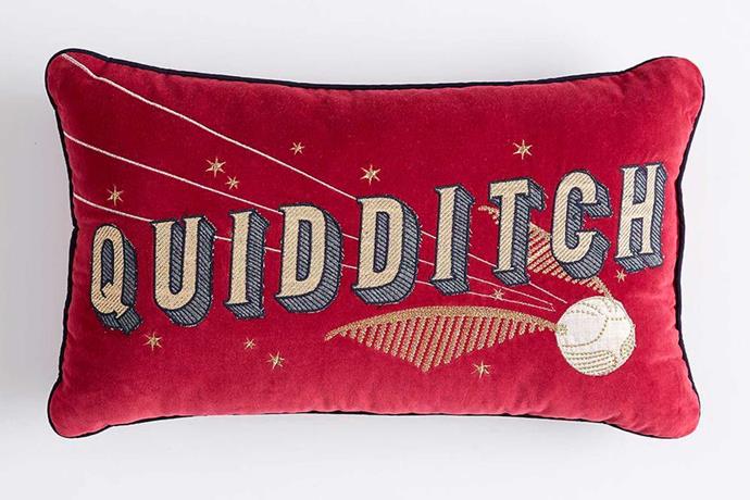 Harry Potter™ Quidditch™ Cushion, $59.00, [Pottery Barn Kids](http://www.potterybarnkids.com.au/|target="_blank"|rel="nofollow").  *Images © ™ Warner Bros Entertainment Inc.*