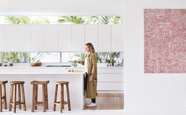 Step inside this relaxed all-white Byron Bay home with upcycled details